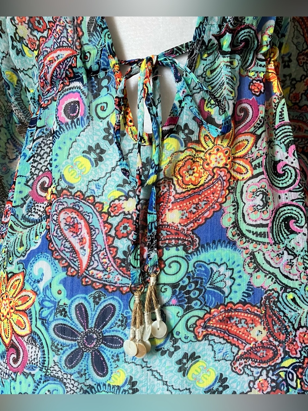 Bleu by Rod Beattie Paisley Cover-Up Dress – Boho Beach Tunic size Small - Picture 10 of 10